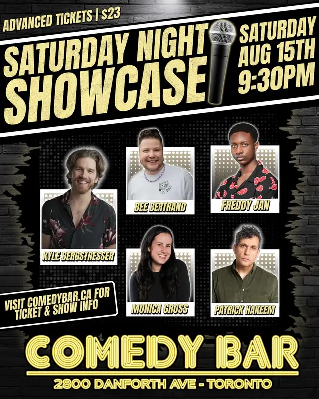Saturday Night Showcase at Comedy Bar flyer with Kyle Bergstresser