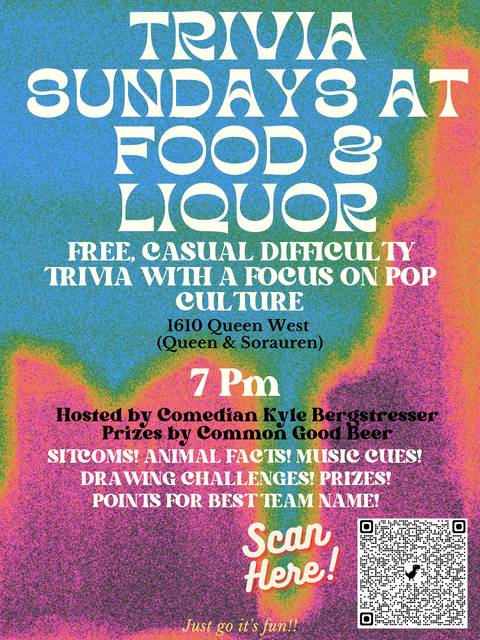 Trivia Sundays at Food & Liquor flyer